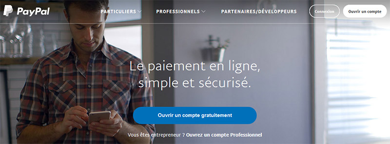 Page d'accueil de PayPal (Fr)